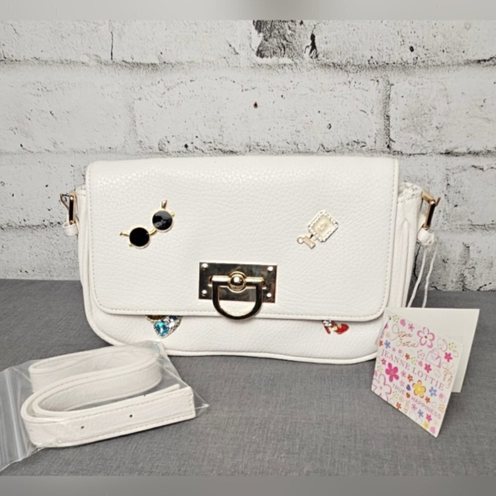 Jeanne Lottie True Happiness White Y2K Charm Crossbody Box Bag NWT